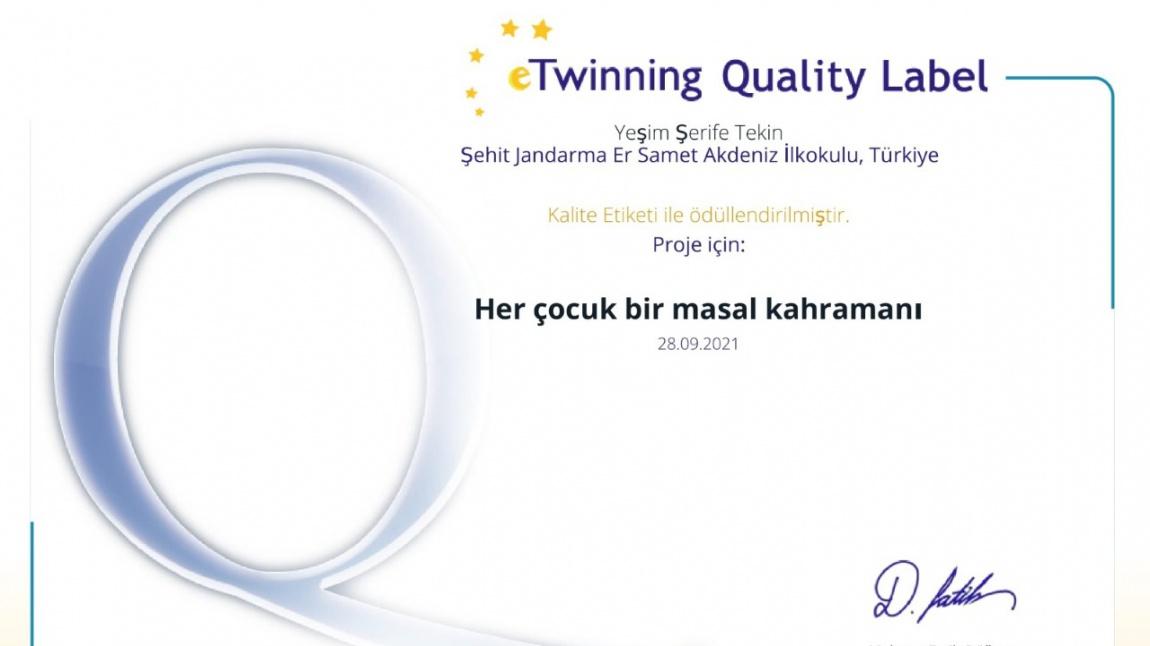 e-Twining Proje Çalışmalarımıza Kalite Etiketi Aldık...